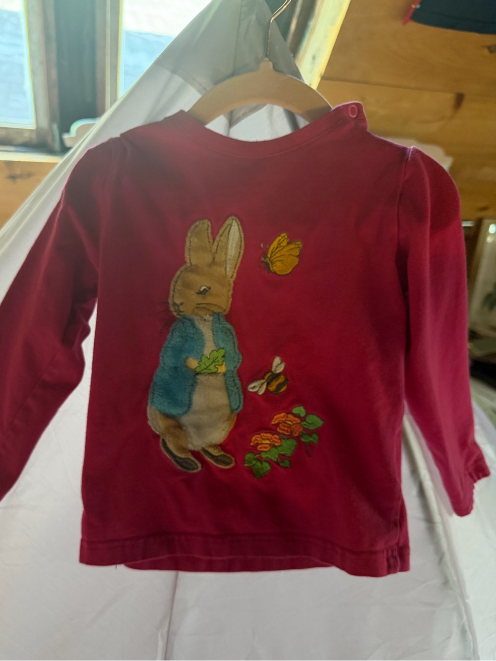 Pink girls Top with Peter Rabbit appliqué  - 1-2 Years